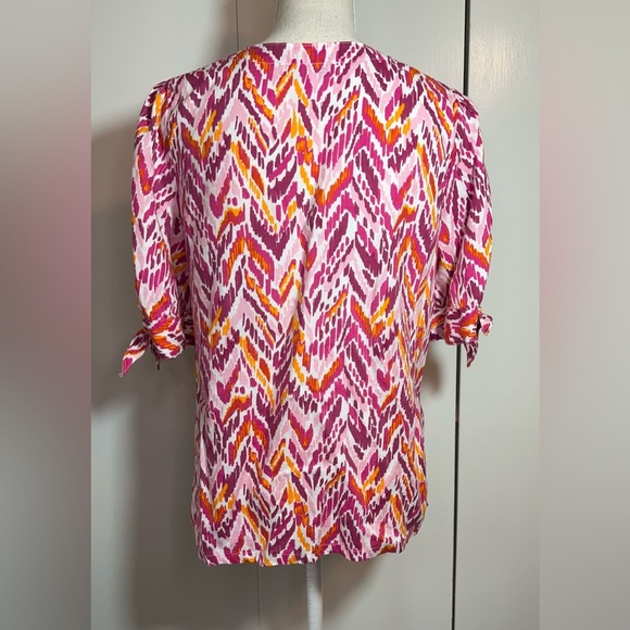 Emily Daniel’s Pink/Red/Orange Blouse Women’s Size L Button Down - Picture 4 of 8